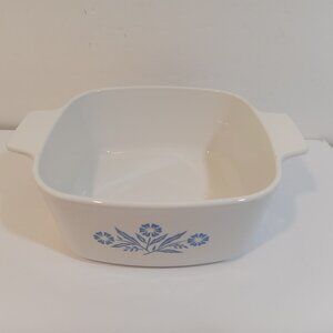 Corning Ware Casserole Dish Blue White Floral Cornflower 7x6x3 Handles 1.5 Liter